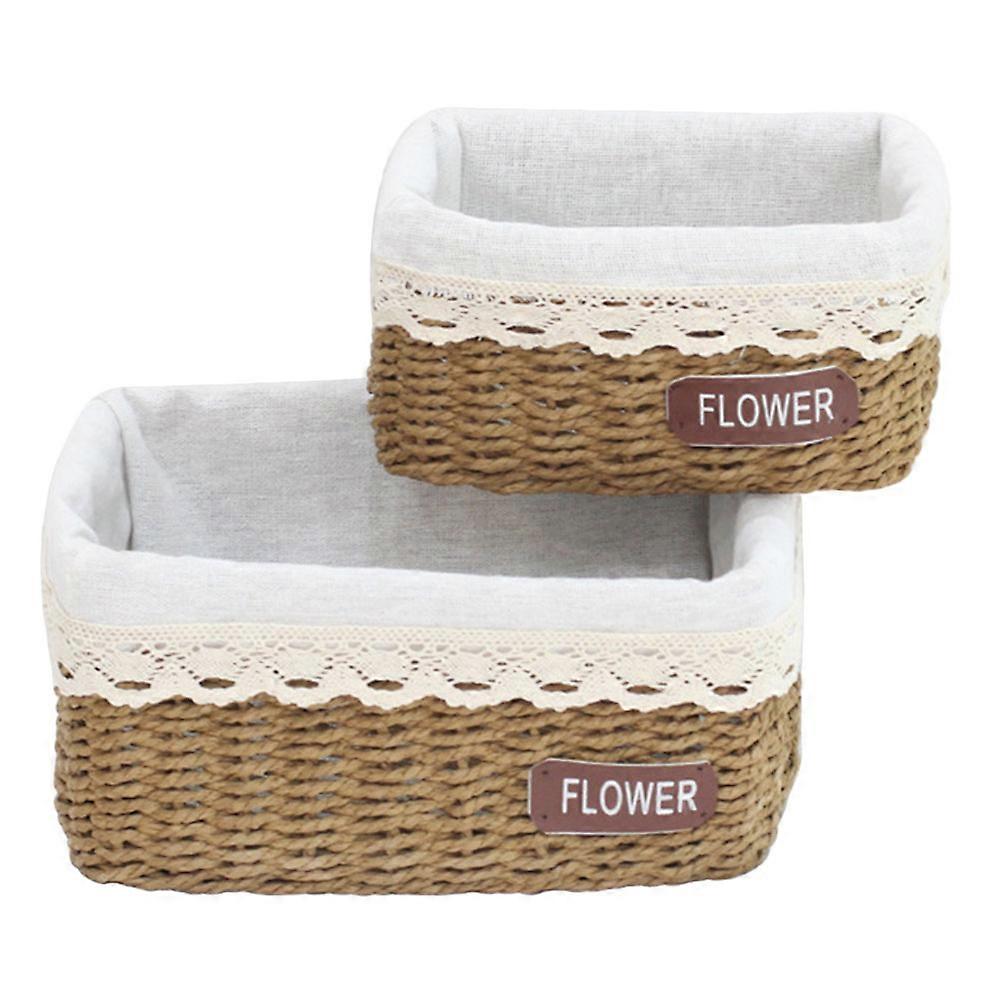 Light Brown Hand-Woven Flower Basket for Storage 6Pcs Multi-Purpose Basket