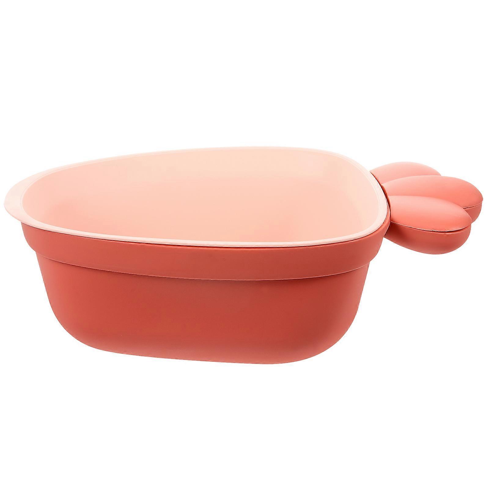 Double Layer Vegetable Drain Basket for Kitchen Washing Fruit Outdoor Camping Use Pink 1Set