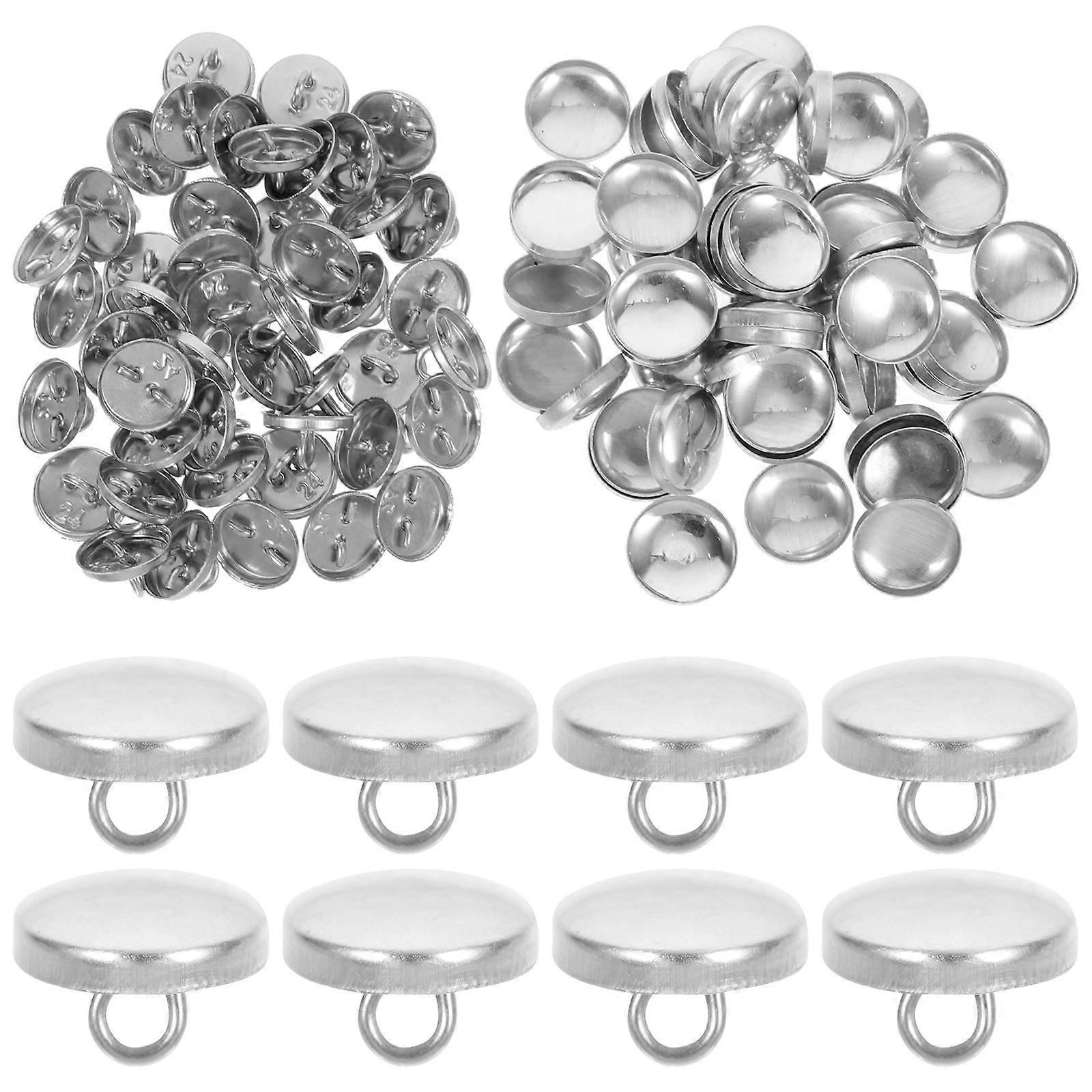 Clothes Press Studs 400 Pcs Metal Snaps Buttons Sewing Crafts Round DIY Silver
