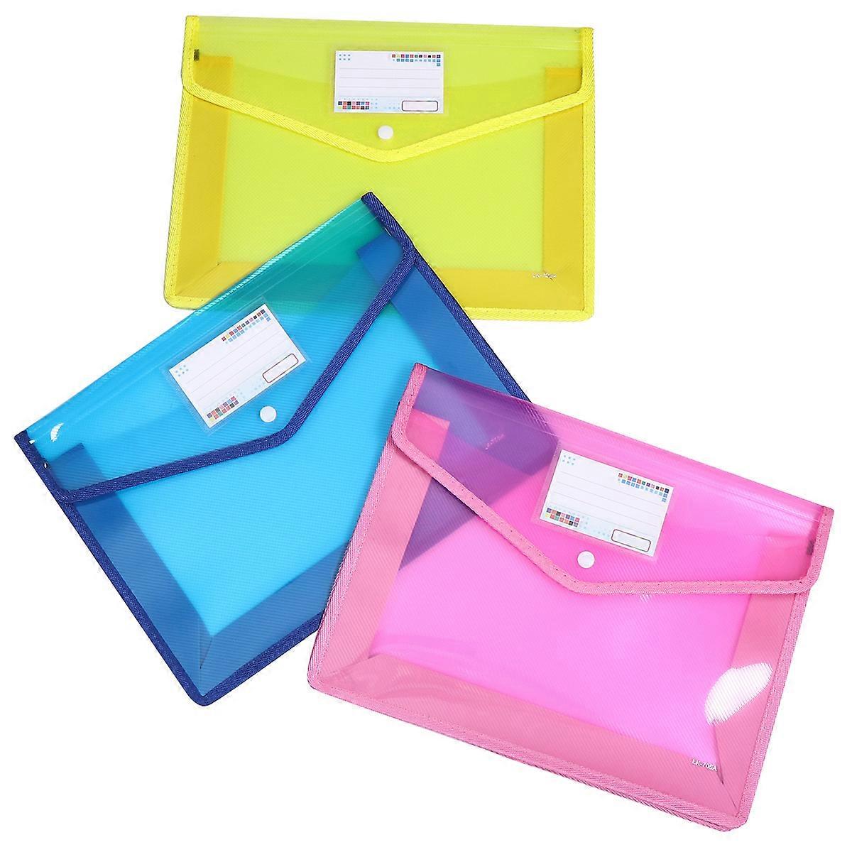 Waterproof Blue Document Folder File Pouch for Storage Use 3Pcs PVC