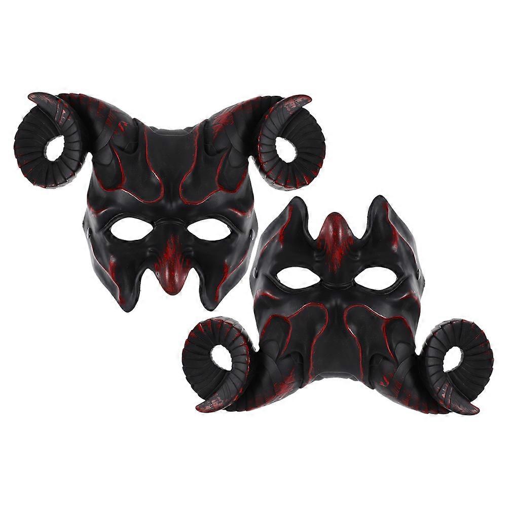 Creepy Goat Skull Mask with RAM Horns for Masquerade 4Pcs Set