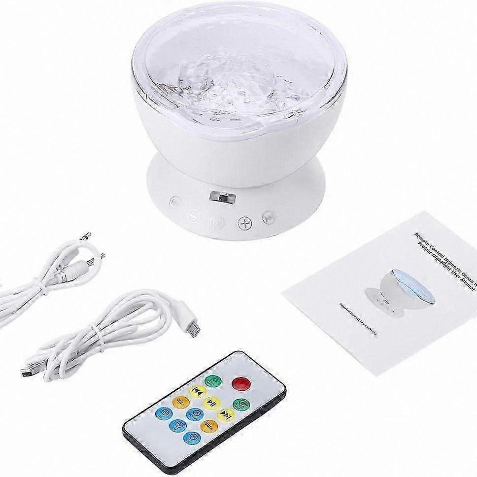 Nature Wave Light Projector with Remote, LED Ocean Sky Lamp, 6 Natural Modes