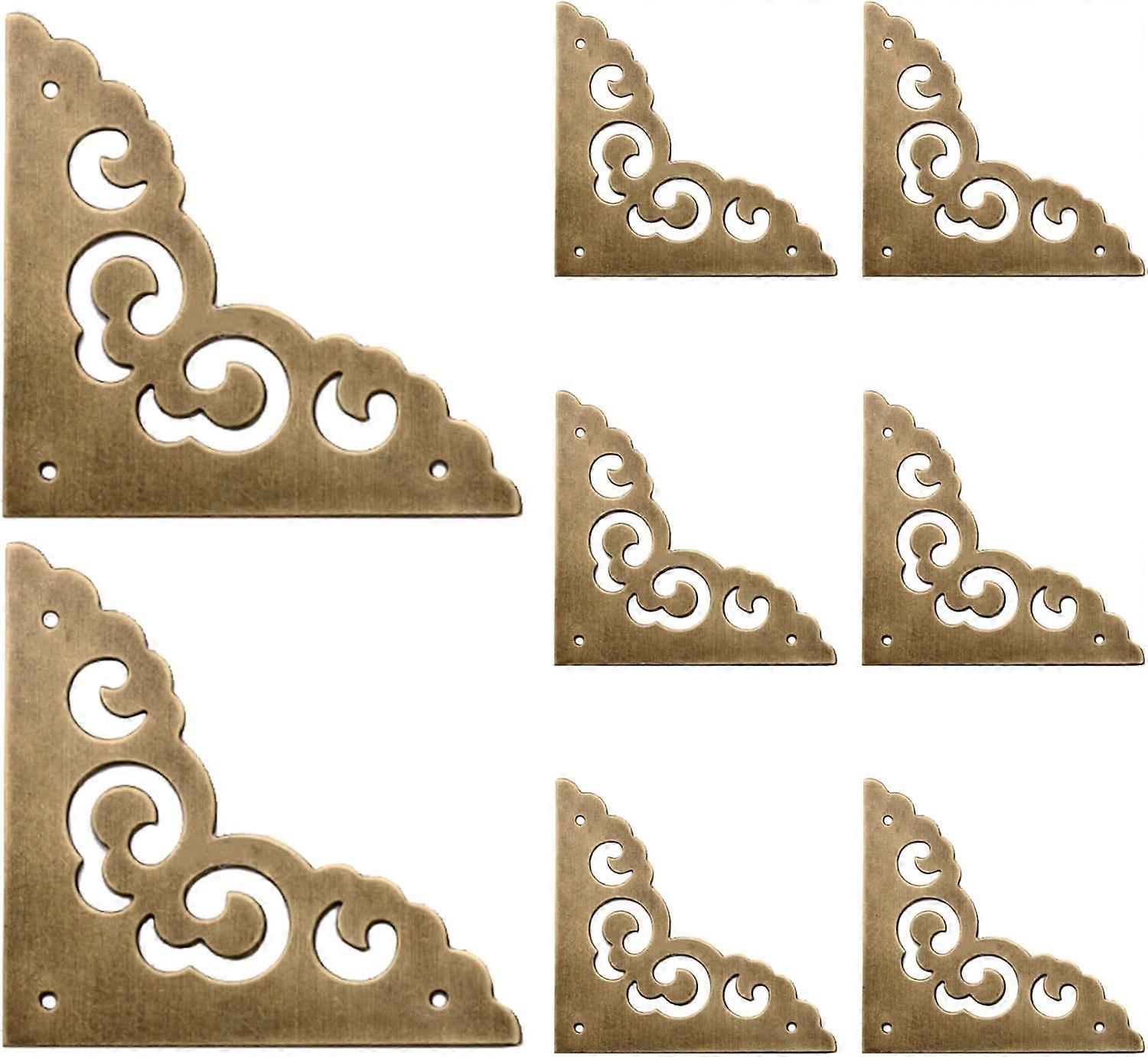 8 Pcs Brass Flat Corner Braces for Cabinet Door Metal Corner Protector