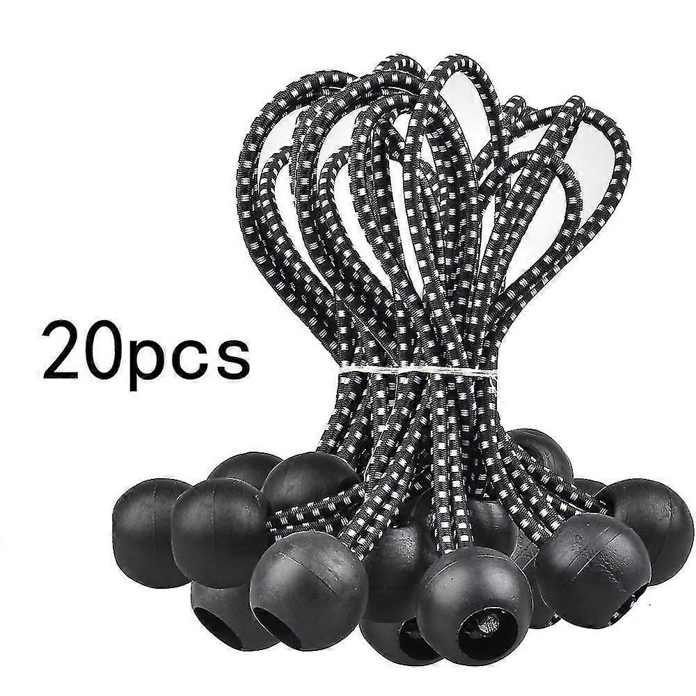 JalkapalloVerkko Elastinen köysi Jalkapallomaali Net Clips Bungee Balls Bungee Ball Ties Ball Bungee Cords Elastic Tie Downs Trap Bungee Cord (20kpl, musta ja Wh