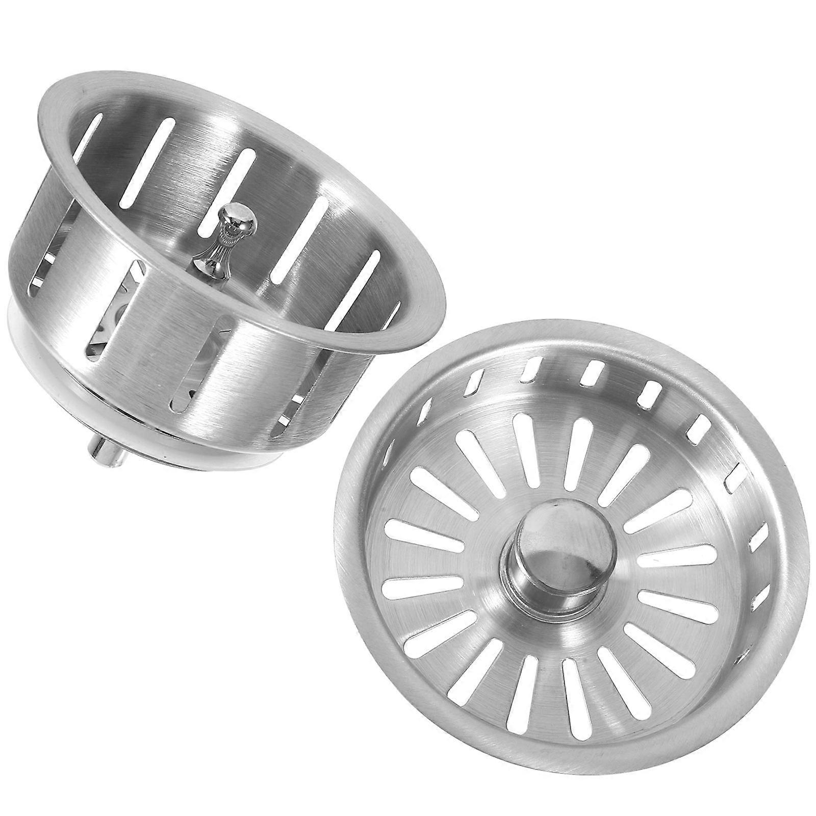 Square Sink Stopper Drain Strainer For Kitchen Use Silver Color 8.30X8.30X4.30CM Ideal Debris Blocking 2 Sets