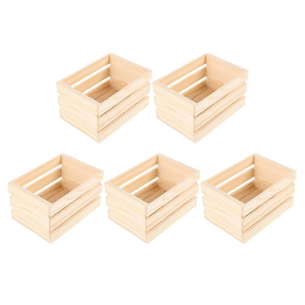 25 Pcs Miniature Wooden Crate Storage Box Ideal For Dollhouse And Craft Projects Rectangular Shape With Natural Material