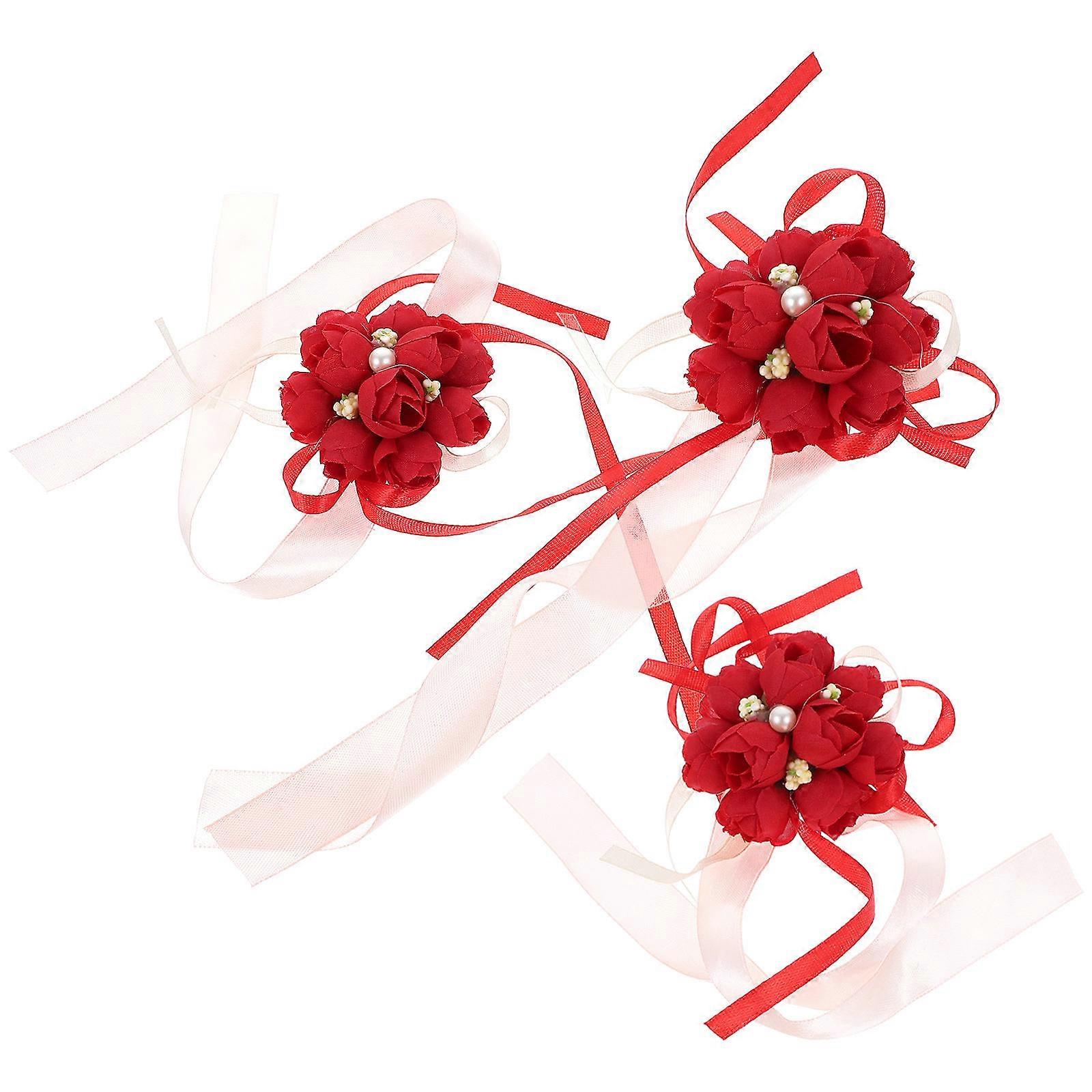 Wrist Hand Flower for Performance Use 3Pcs Wristlet Bracelets