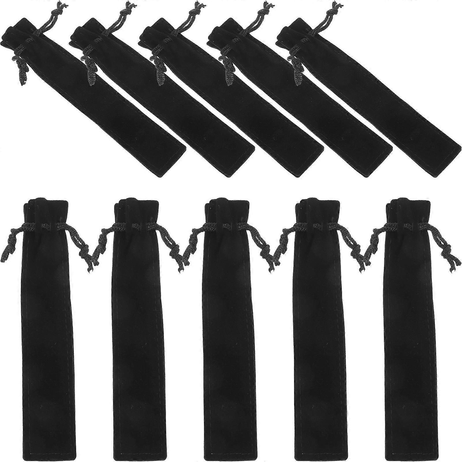 Black Flannel Pen Sleeve for Storage Use 50Pcs Drawstring Pen Case Holder