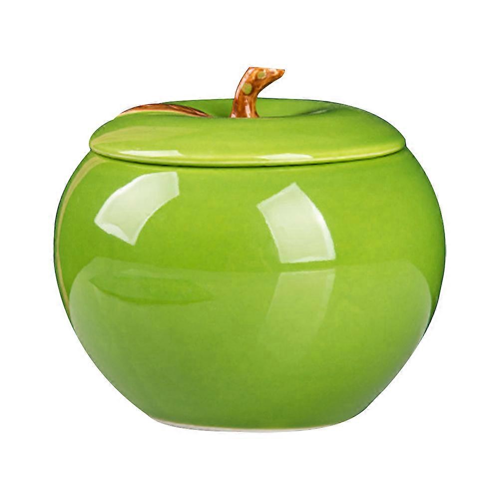 4Pcs Creative Fruit Lid Storage Container for Desktop Ceramic Use Green