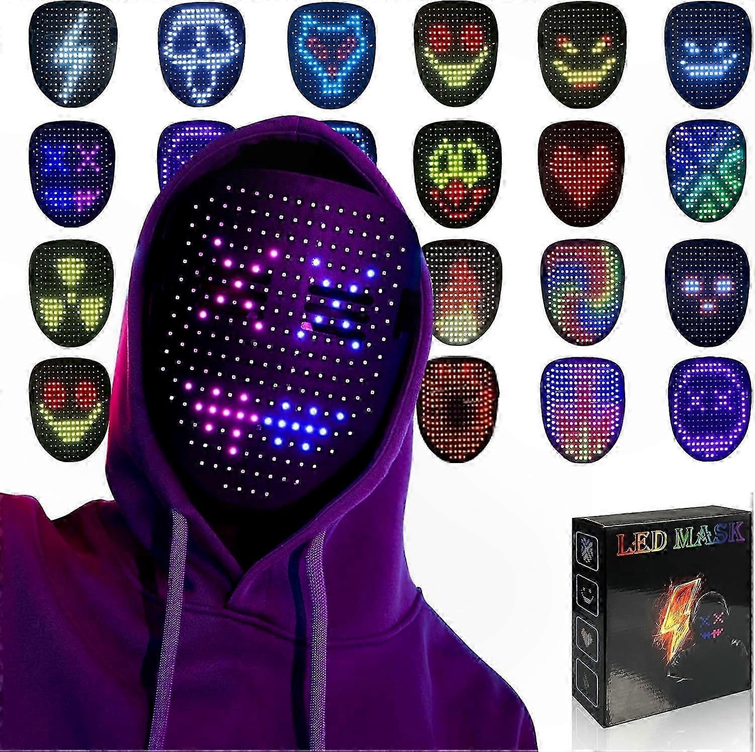 LED Light-Up Mask with Gesture Control for Cosplay and Party Use Luminous Face Cover for Costume Events