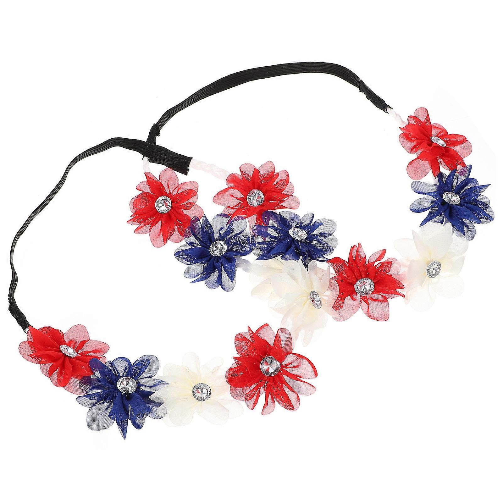 Patriotic Headbands for Decoration 8Pcs Flower Design Assorted Color