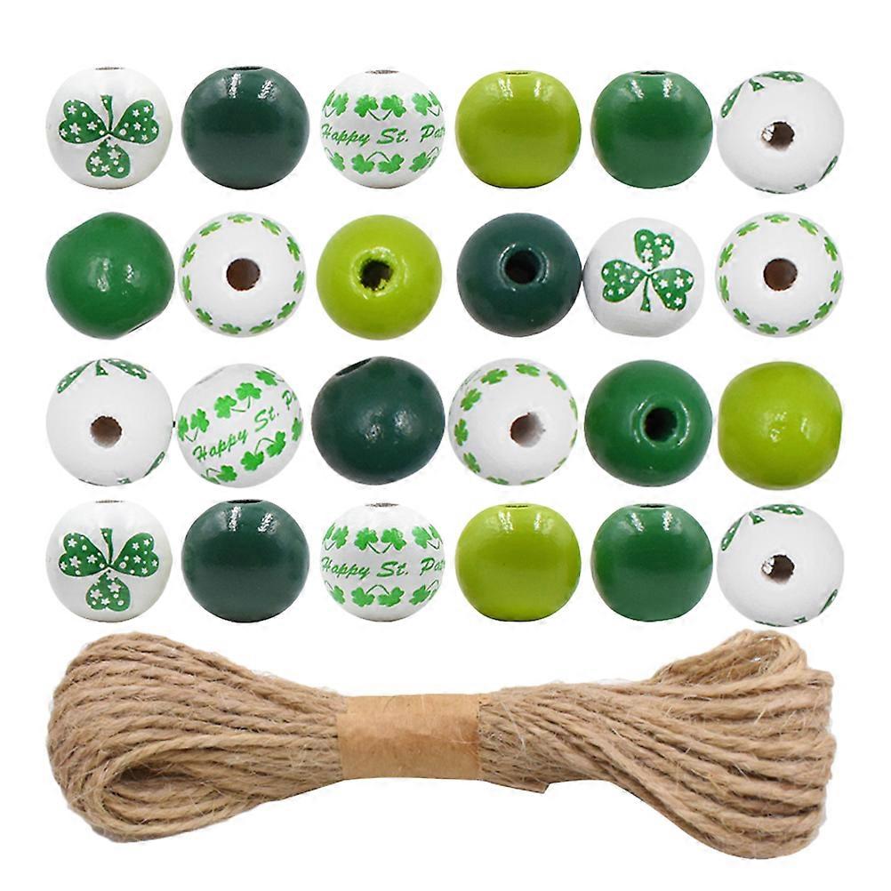 DIY Sets Of St Patrick's Day Theme Wood Beads Round Spacer Beads For Creative DIY Projects Decorative Use