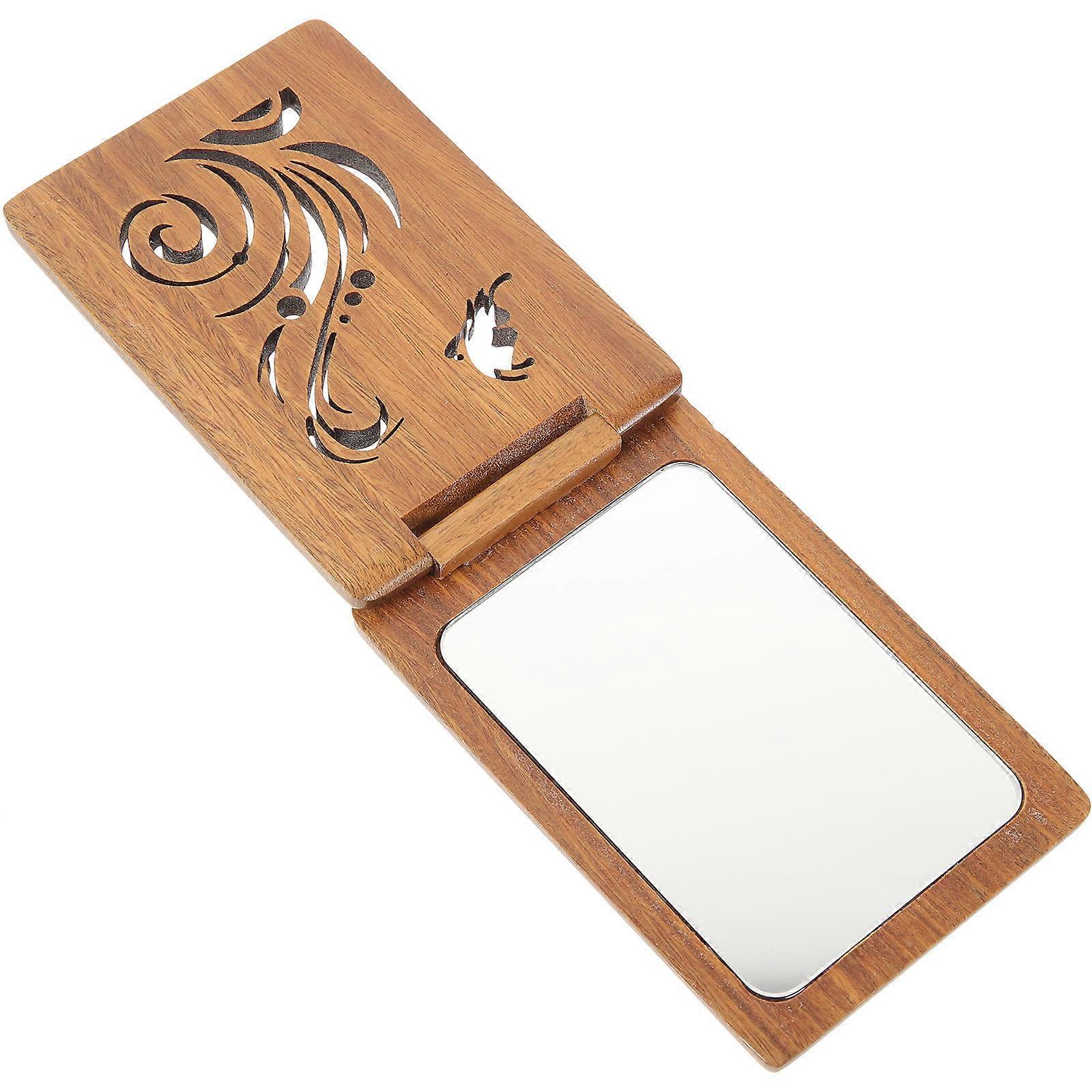 Portable Makeup Mirror Wooden Compact Mirror for Makeup Use 5Pcs Set