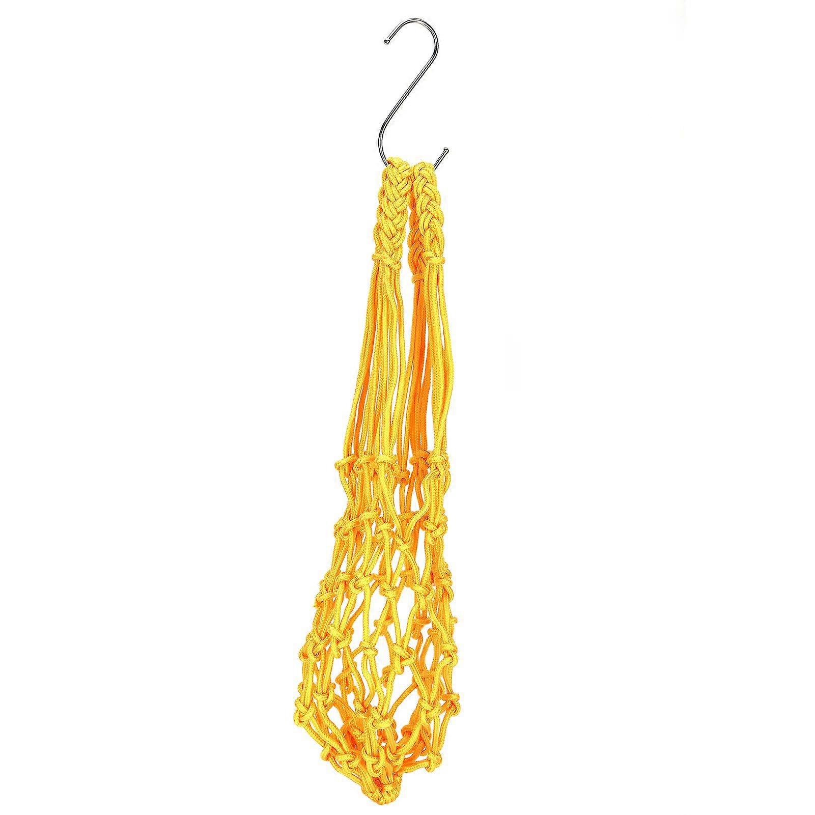 Poultry Hanging Feeding Net Bag Chicken String Bag Vegetable Fruits Feeding Toy Tool with HooksYellow