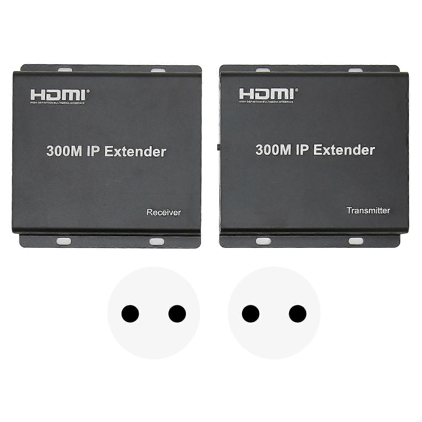 300M IP Extender HD 1080P HD Multimedia Interface Over CAT5e/6/7 Direct 1 to 1 Extender IP Transmitter Receiver 100240V EU Plug