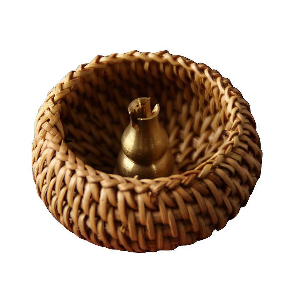 Incense Burner Plate Rattan Holder Brown Tray for Daily Use 3Pcs
