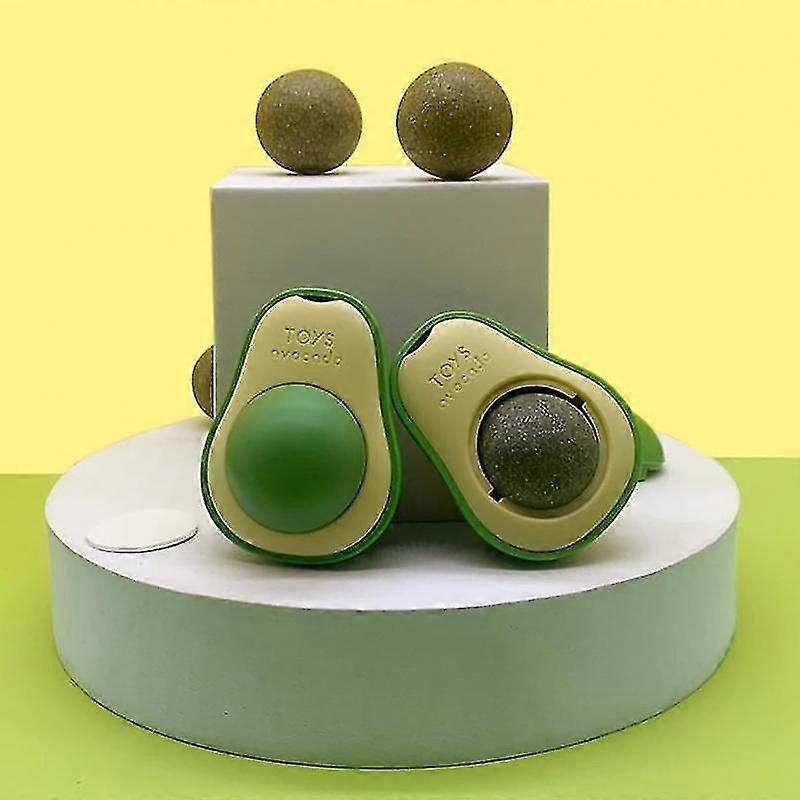 Avocado Catnip Wall Ball Cat Toys Catnip Edible Licking Balls Snack Healthy Rotatable Treats Toys Kitten Playing Toy Cat Supply