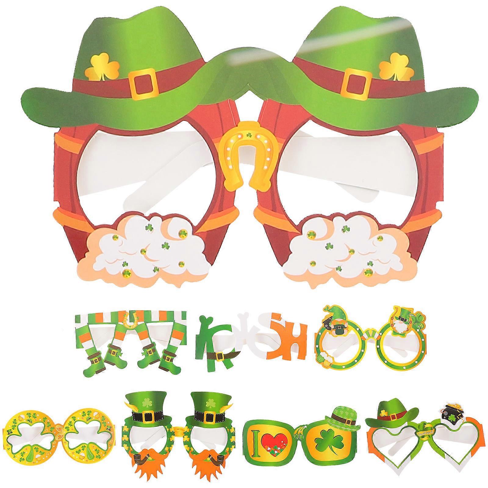 St Patricks Day Glasses Shamrock Paper Eyeglasses for Party Props 64Pcs