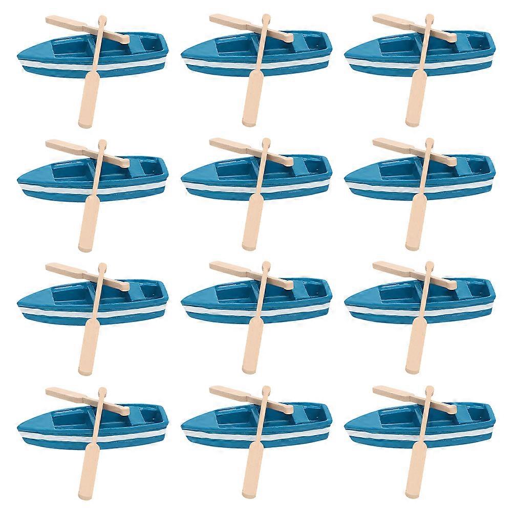 Decorative Mini Rowboat Wood Boat Model for 12Sets with Oars