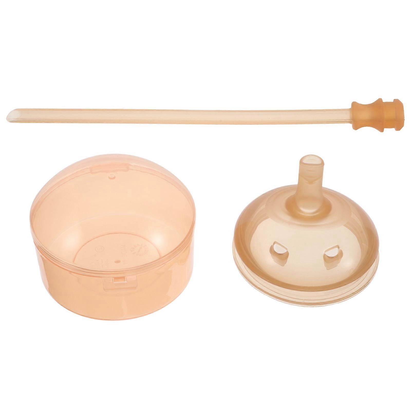 Brown Soft Silicone Bottle Nipple for Infant Feeding with Straw 3Sets
