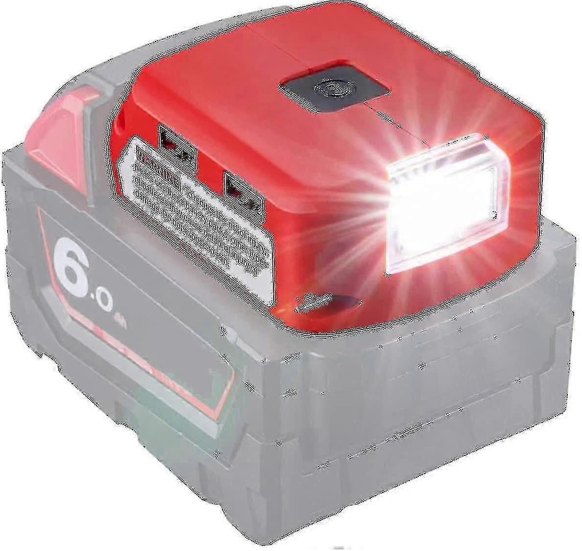 2024 Milwaukee 18V Battery Adapter - DC Port, LED Work Light, Dual USB Charger - Compatible with M18 Power Supply