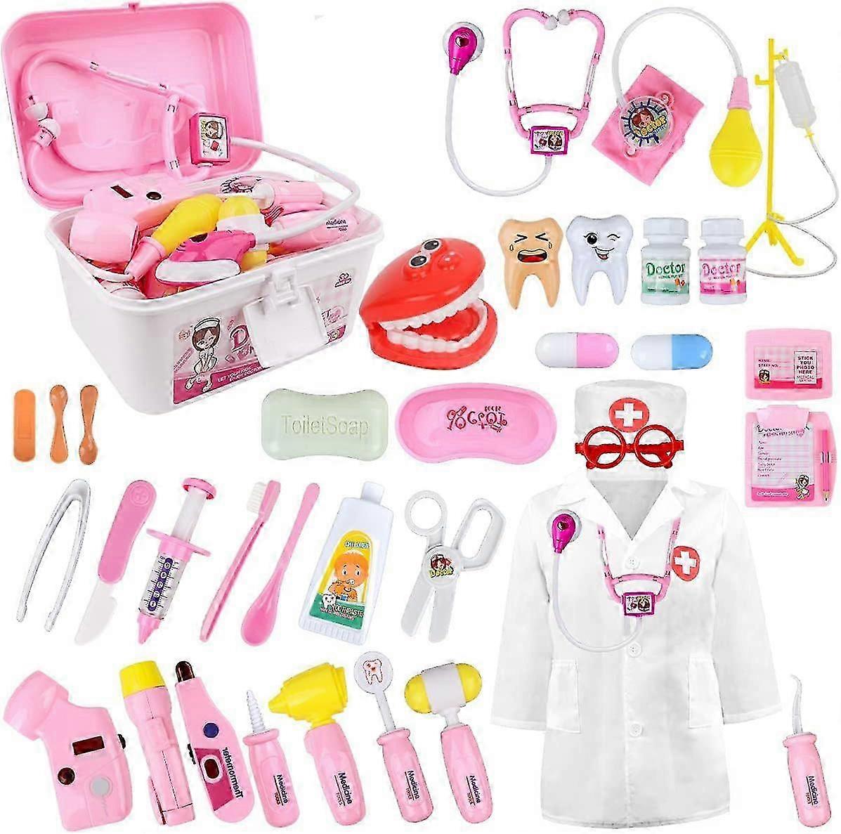 طبيب كيت ، 35 حزمة أطفال طبيب أسنان جراح طبيب بيطري مجموعة طبية مع الضوء والصوت