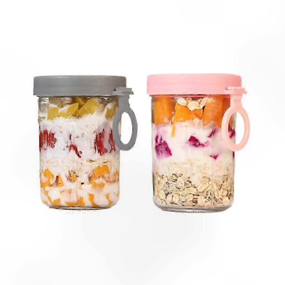 Overnight Oats Kit with Lid, Folding Spoon, Glass Jar for Yogurt Parfaits