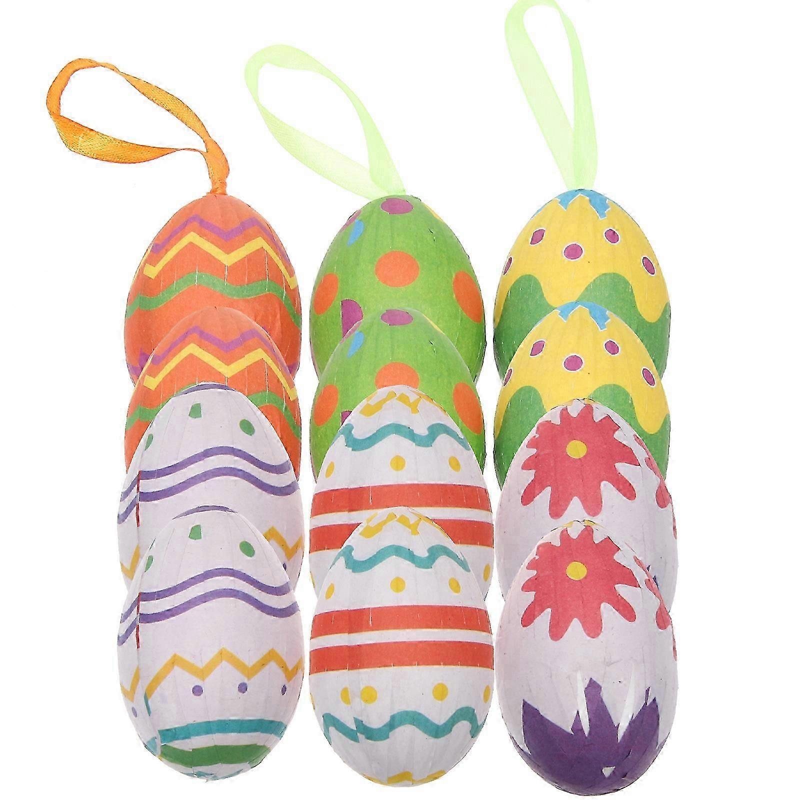 12Pcs Hanging Easter Eggs Wear-resistant Egg Ornaments Adorable DIY Easter Ornaments