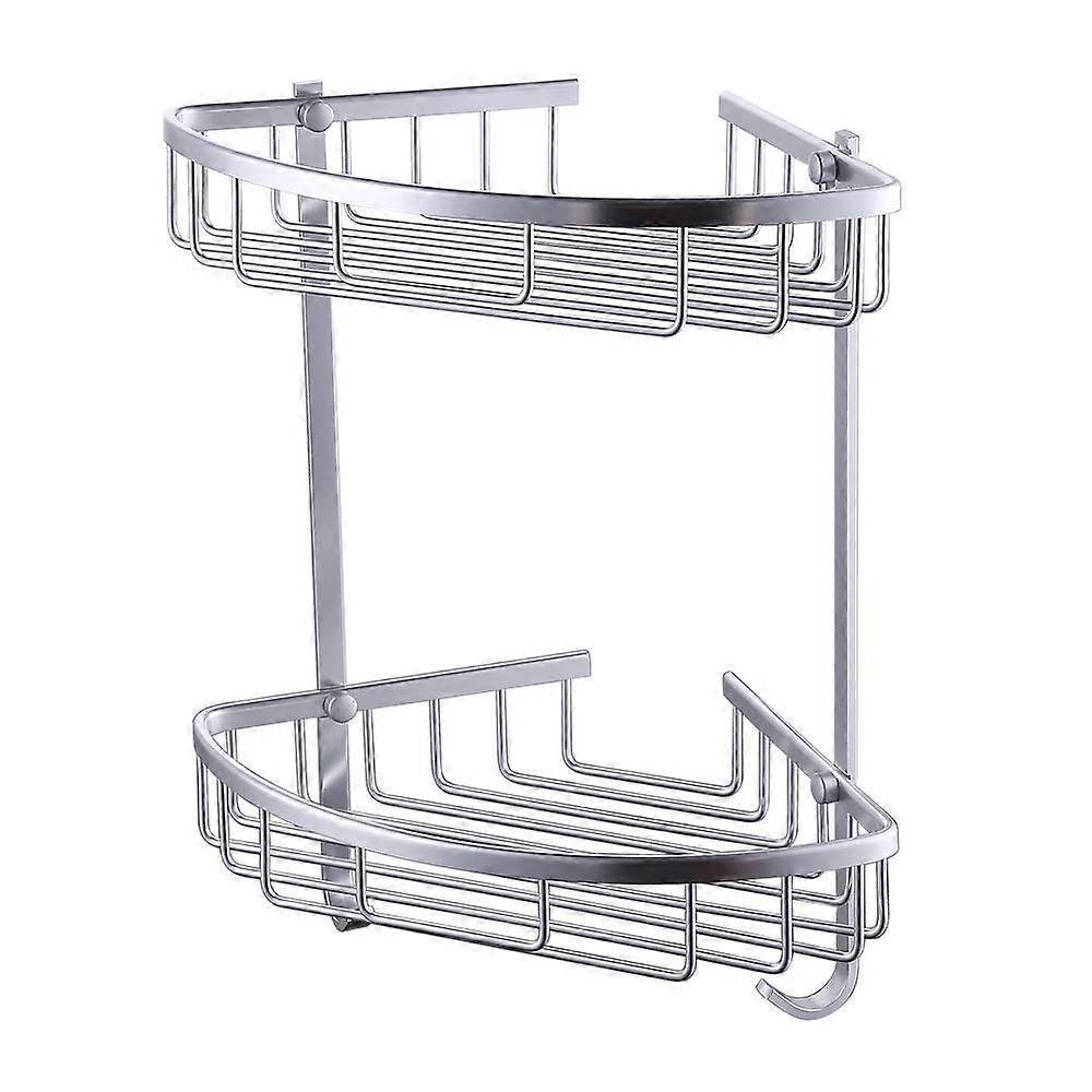 Bathroom Storage Shower Shelf Corner Shower Caddy Aluminum Triangle Dual Layer Rack Rustproof