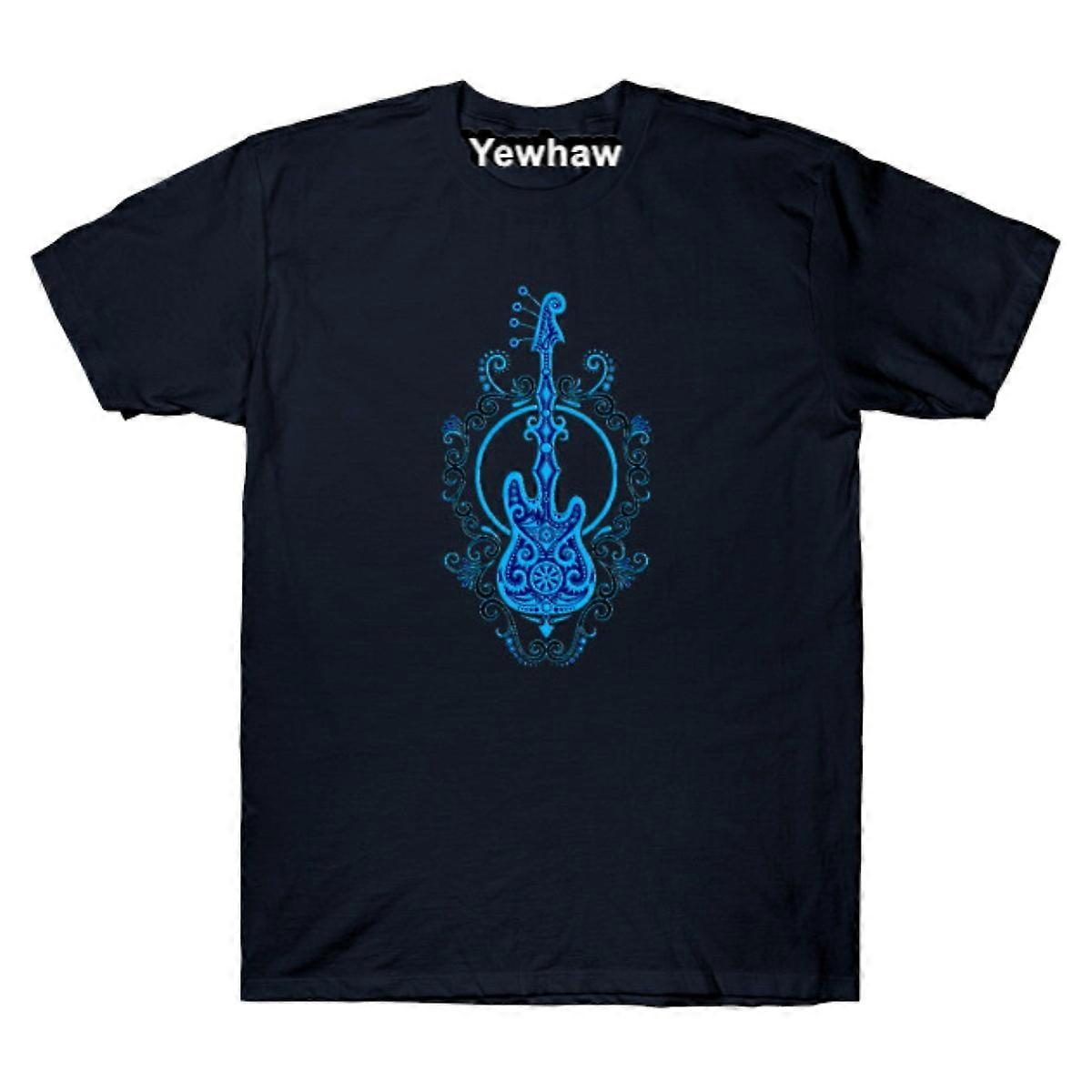 T-shirt au design complexe de guitare basse bleue