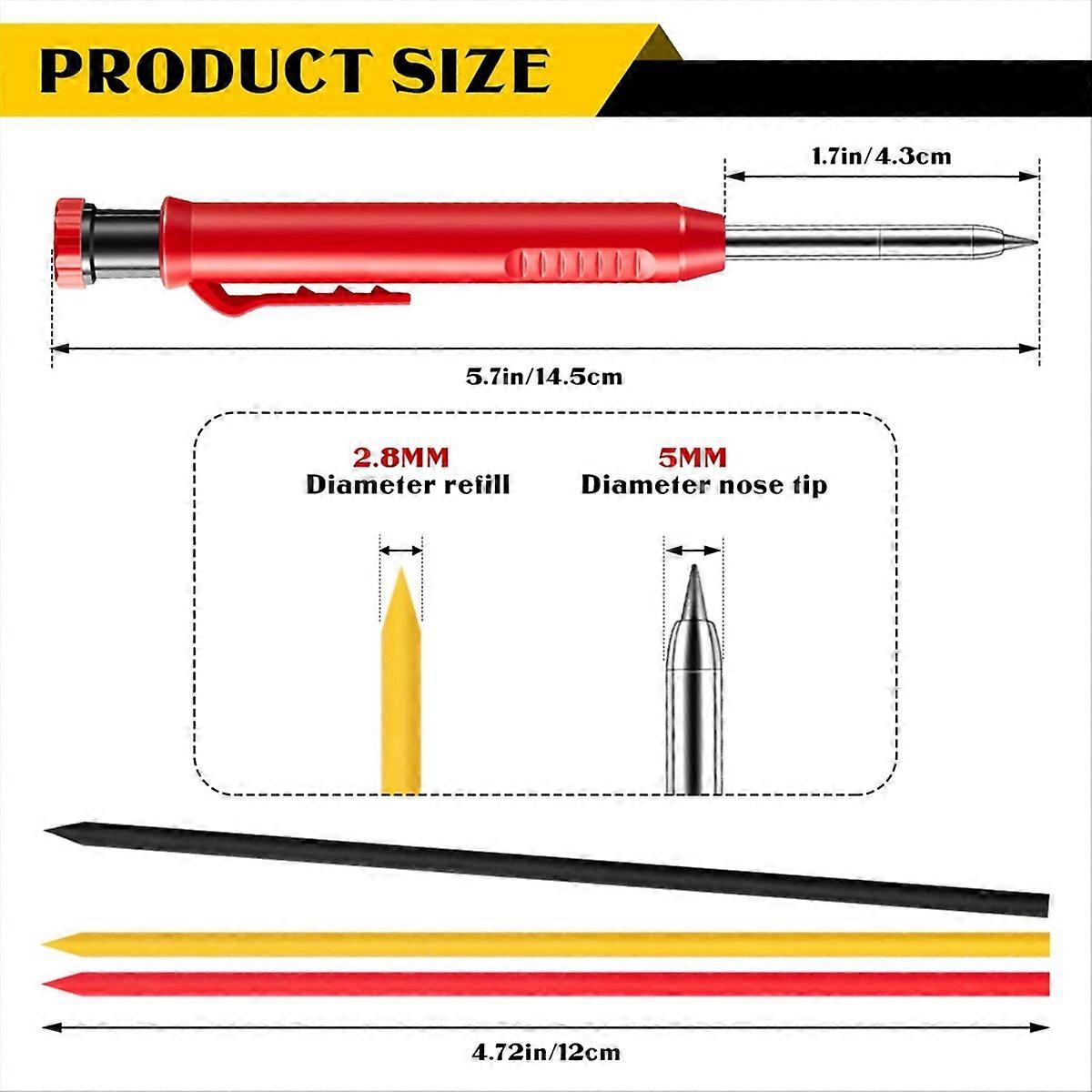 10 Pcs Solid Carpenter Pencils with 60 Pcs Refills