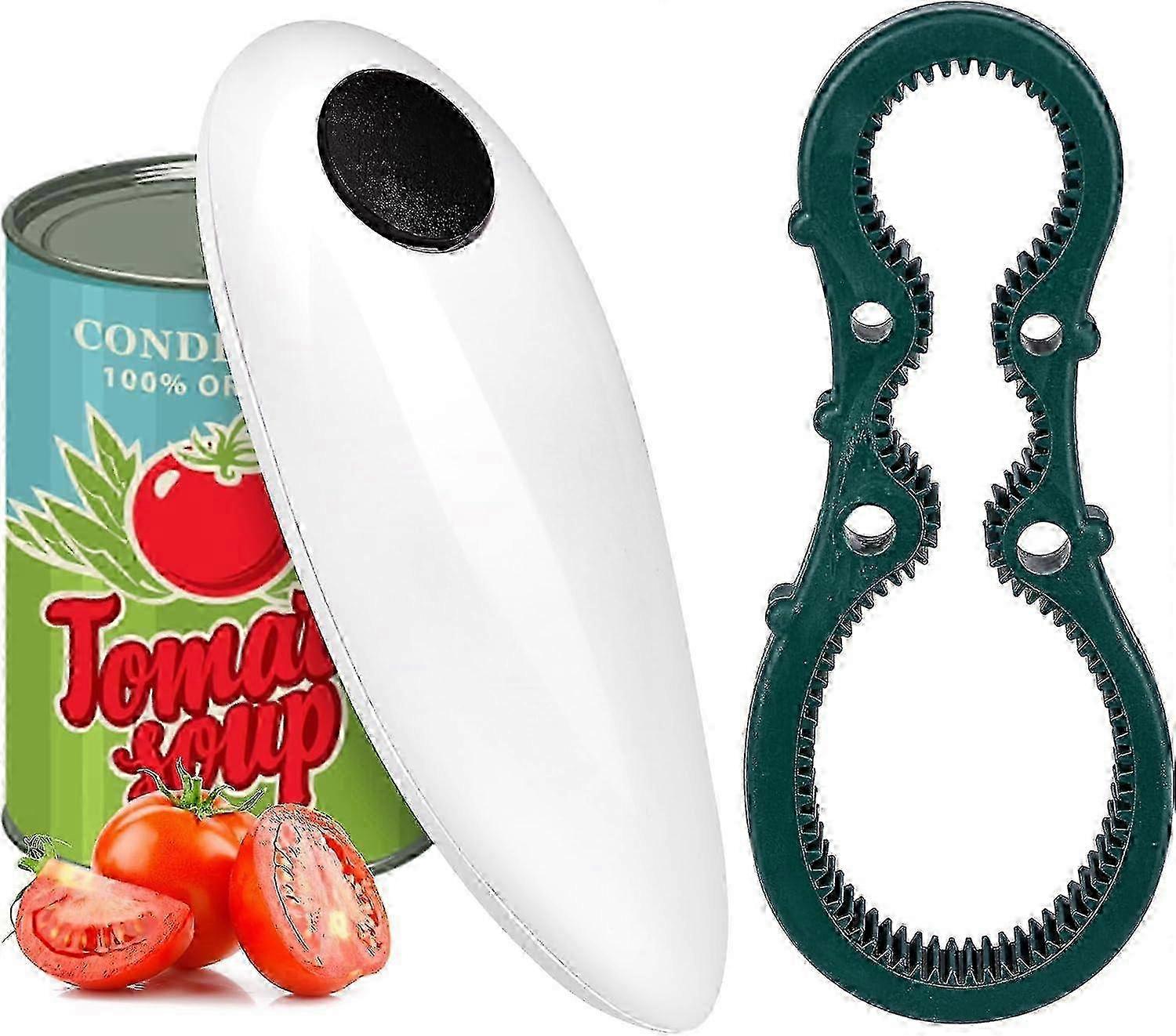 Electric Can Opener with Multi Opener, Automatic Can Opener, Electric One-Touch Jar Opener for All Sizes of Round Tin Cans