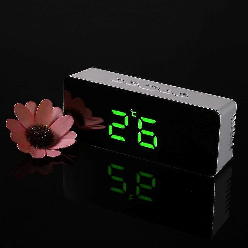 Digital LED Display Alarm Clock USB & Battery Operated Mirror Face Design