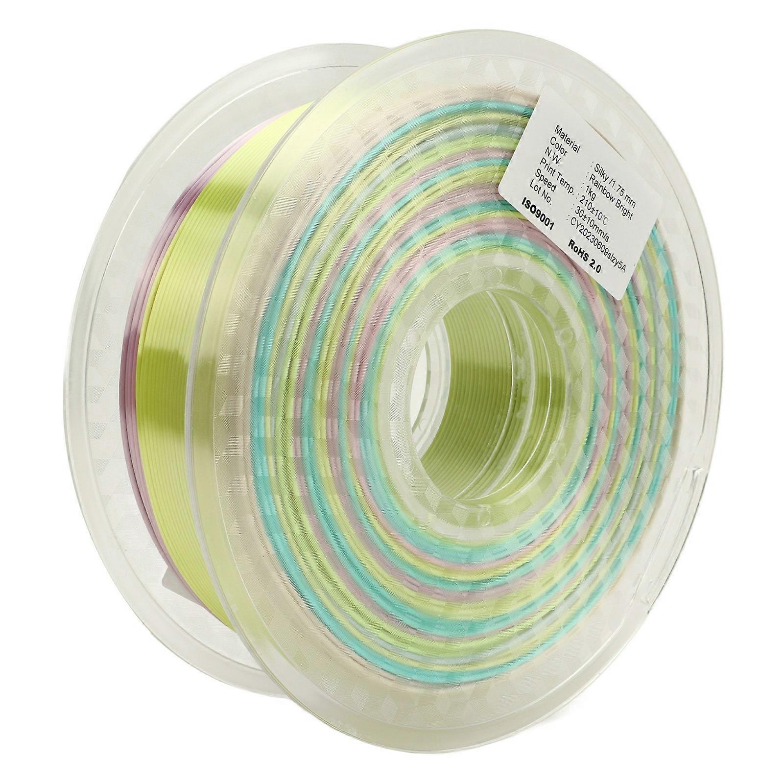 PLA Filament Color Gradient Rainbow Multicolored Silky Shiny 1.75mm 3D Printer Filament