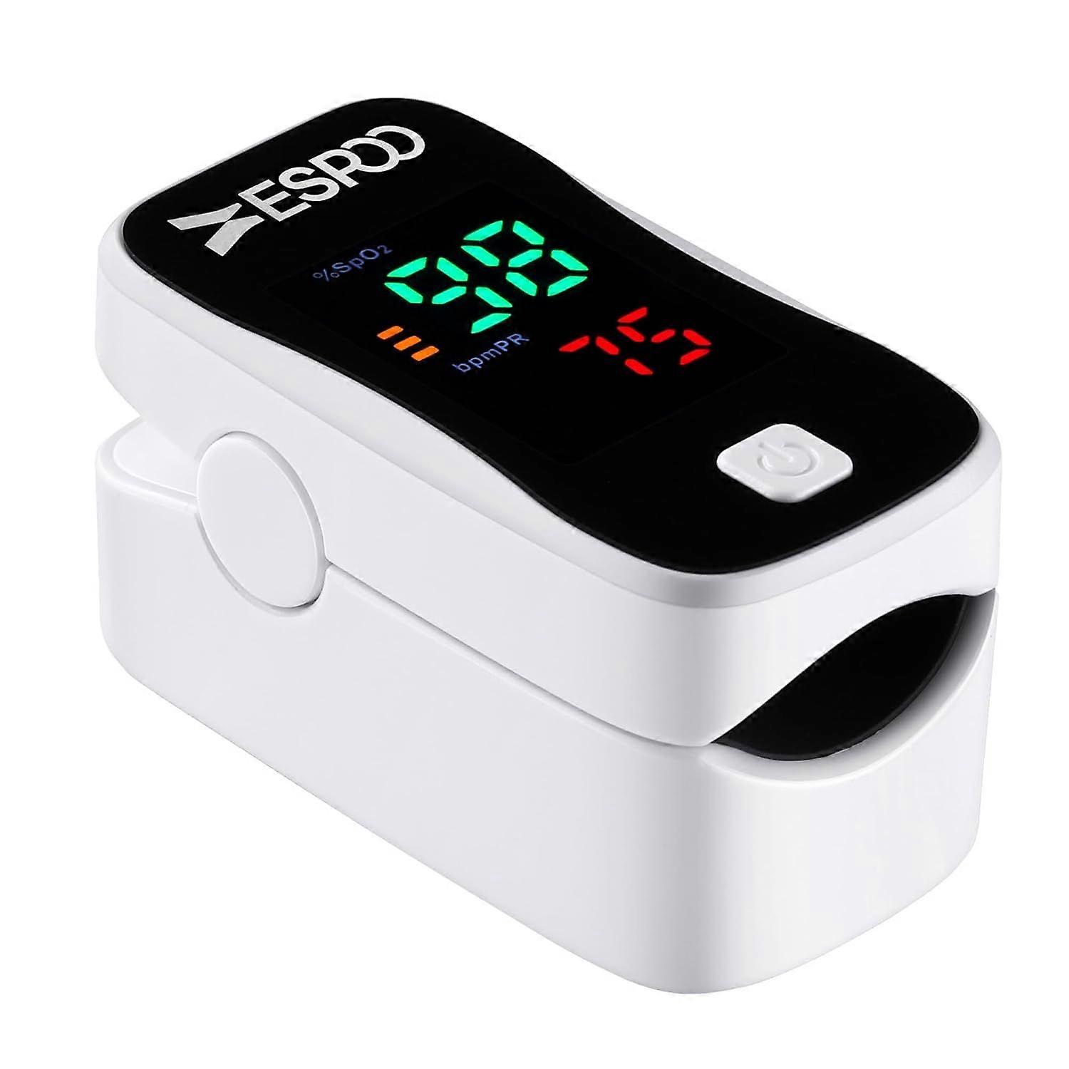 Pulse Oximeter, Oxygen Monitor Fingertip with 2 AAA Batteries&Lanyard (White&Black)  White&Black