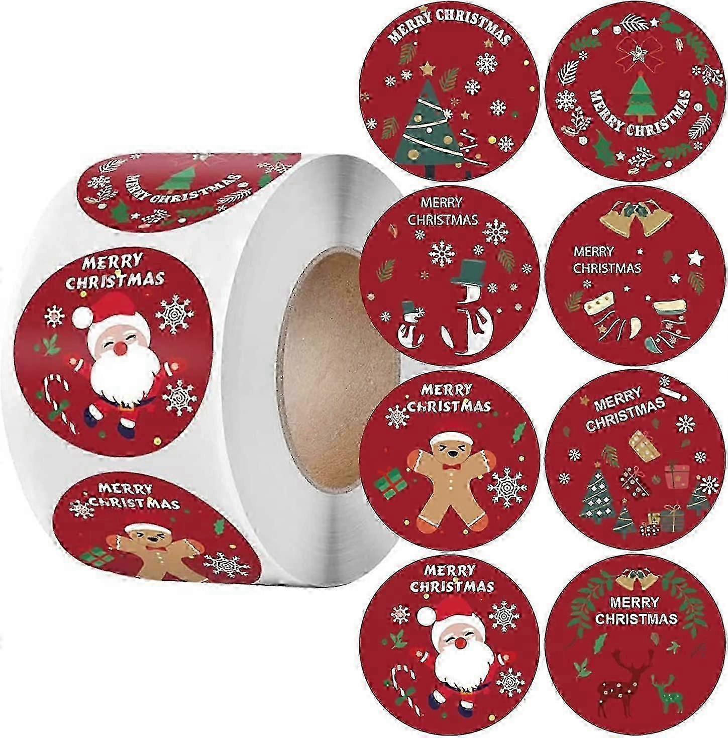 Set van 500 Etiketten Kerstmis, 3,8 cm Kerst Stickerrol, KerststickersRood