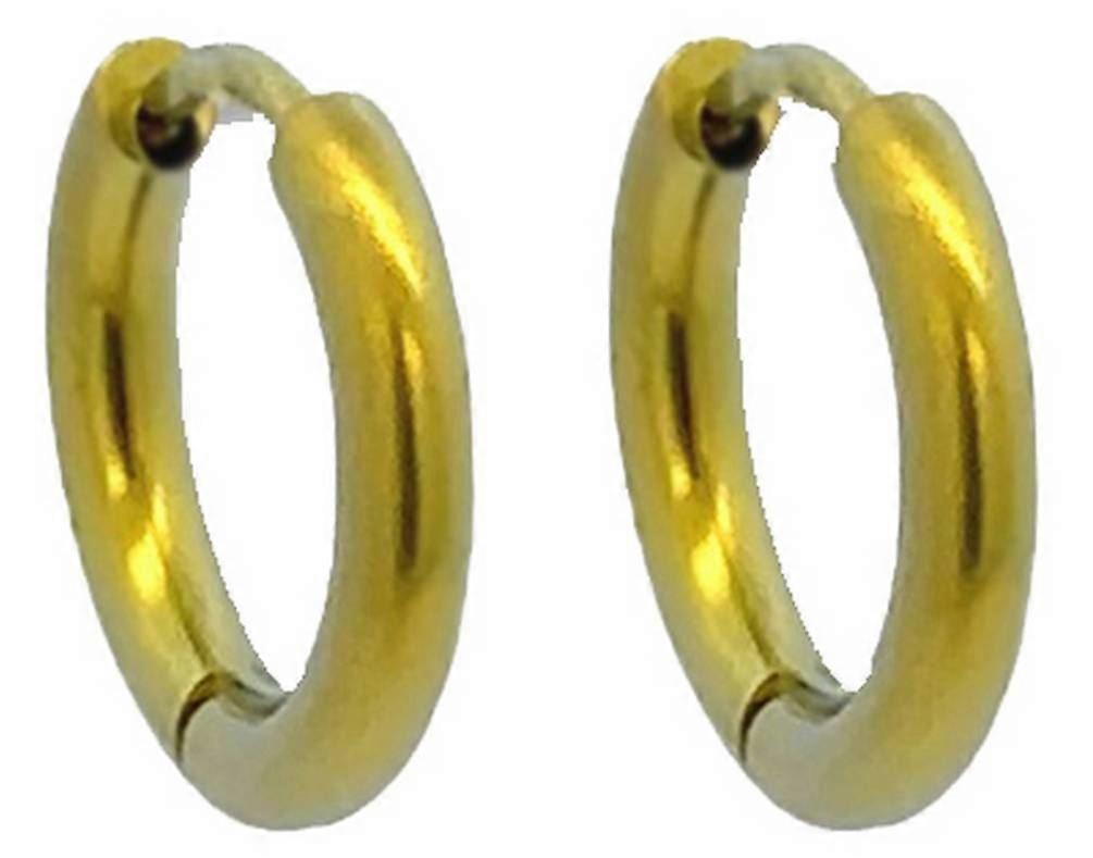 Ti2 Titanium Small Round Hinged Hoop Earrings - Yellow