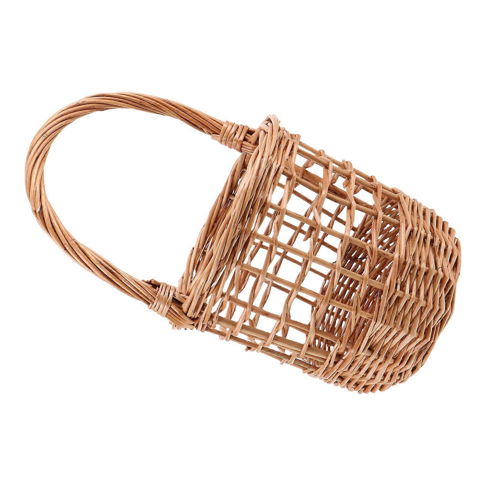 Wicker Picnic Basket Handmade Kitchen Vegetable Fruit Keeper Light Brown Material Organizer 1Pcs