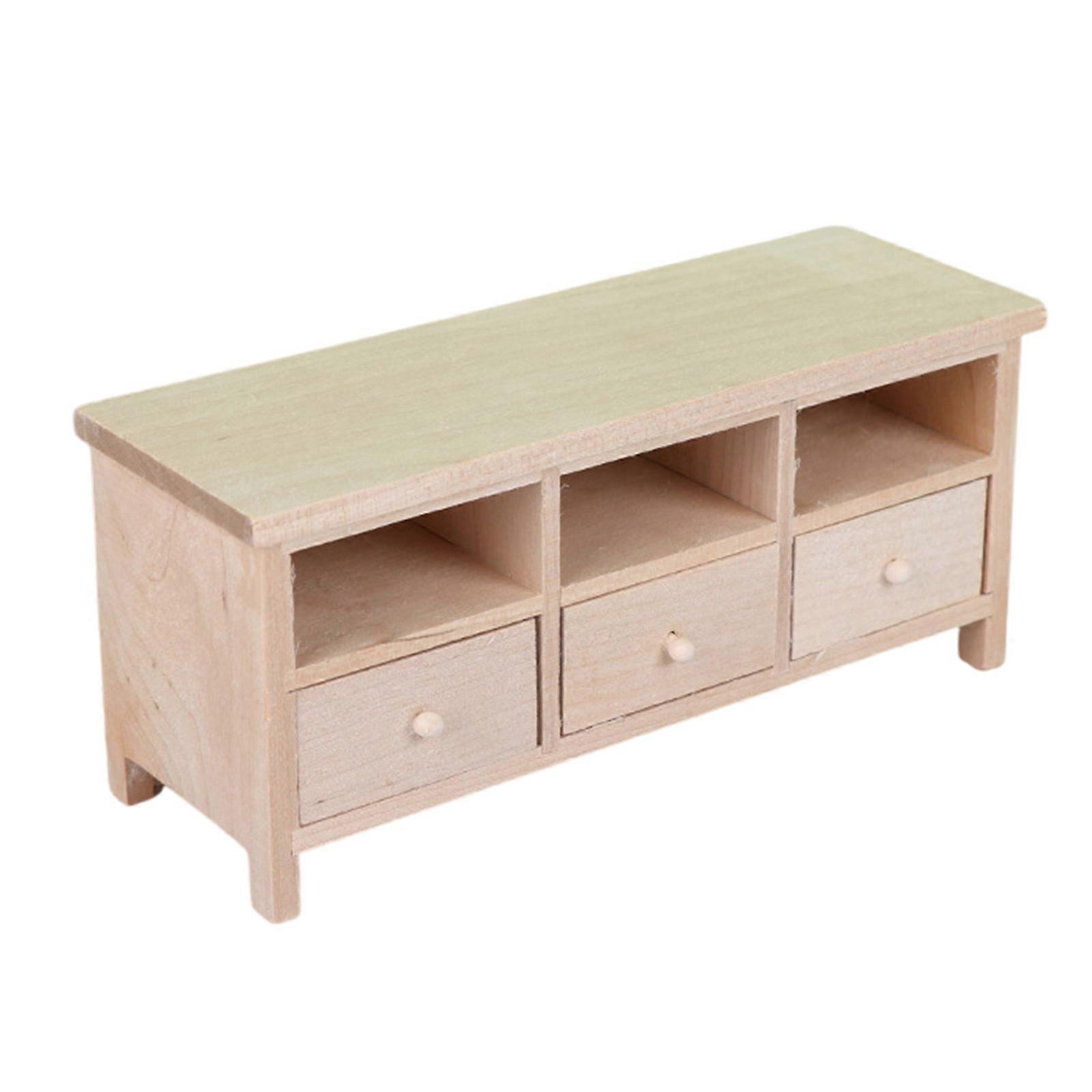 Childproof Oaken Model House Drawer Cabinet Old Decorative Storage Solution Multicolor