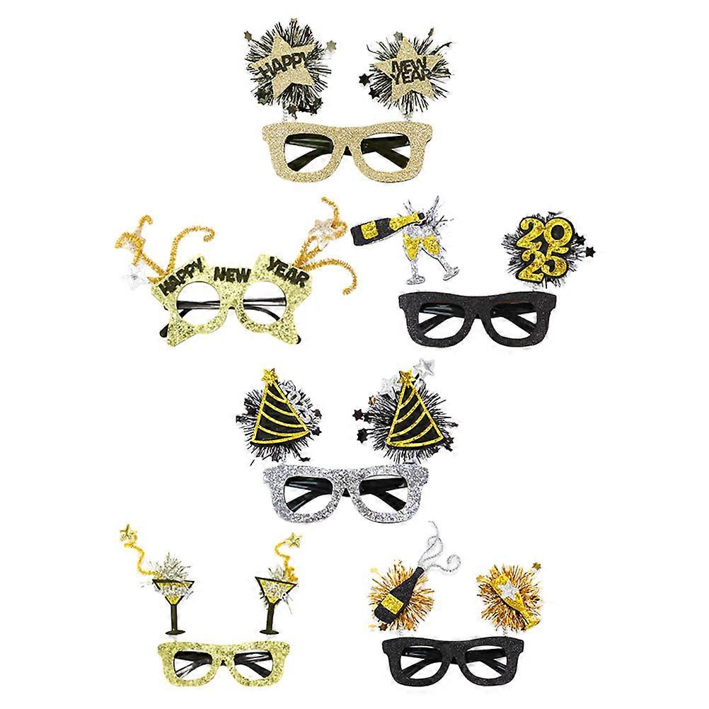 New Year Glasses Plastic Eyewear for Party Use 6Pcs Assorted Colors