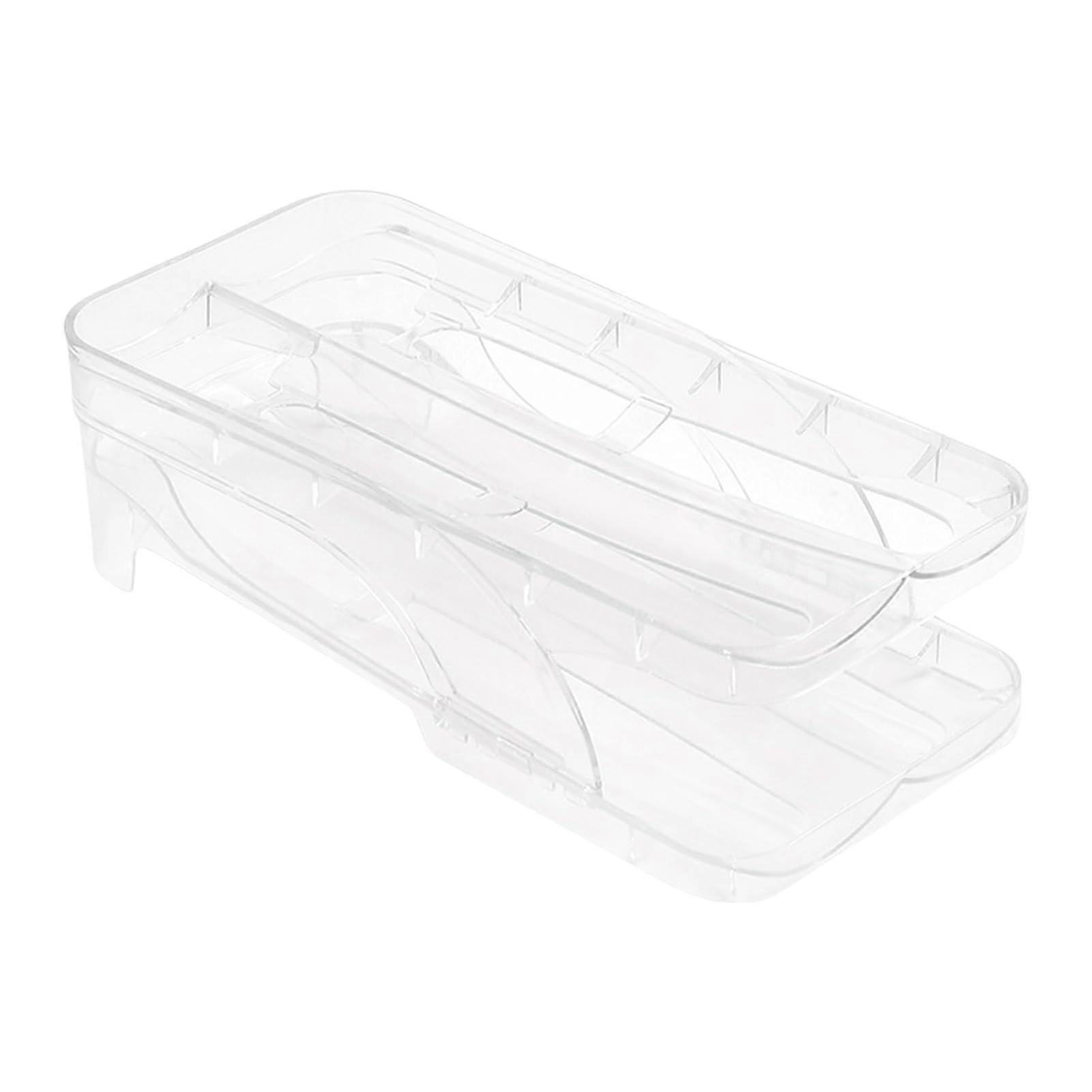 Refrigerator Egg Holder SpaceSaving Egg Organizer, Rolling Egg Dispenser, Clear Plastic Egg Storage Container