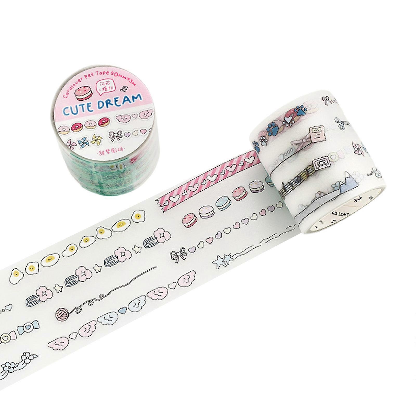 Clear Adhesive Scrapbooking Tape with Fashion Styles Pattern Suitable for Notebook Diaries Craft Projects Supplies Multicolor