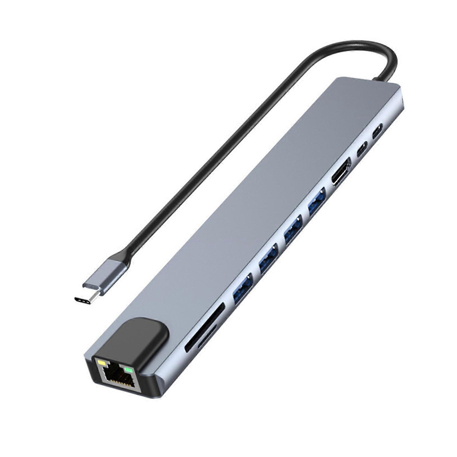 USB C Hub Adapter with RJ45 Ethernet, PD100W Charging, SD/TF Card Reader for Travel and Work