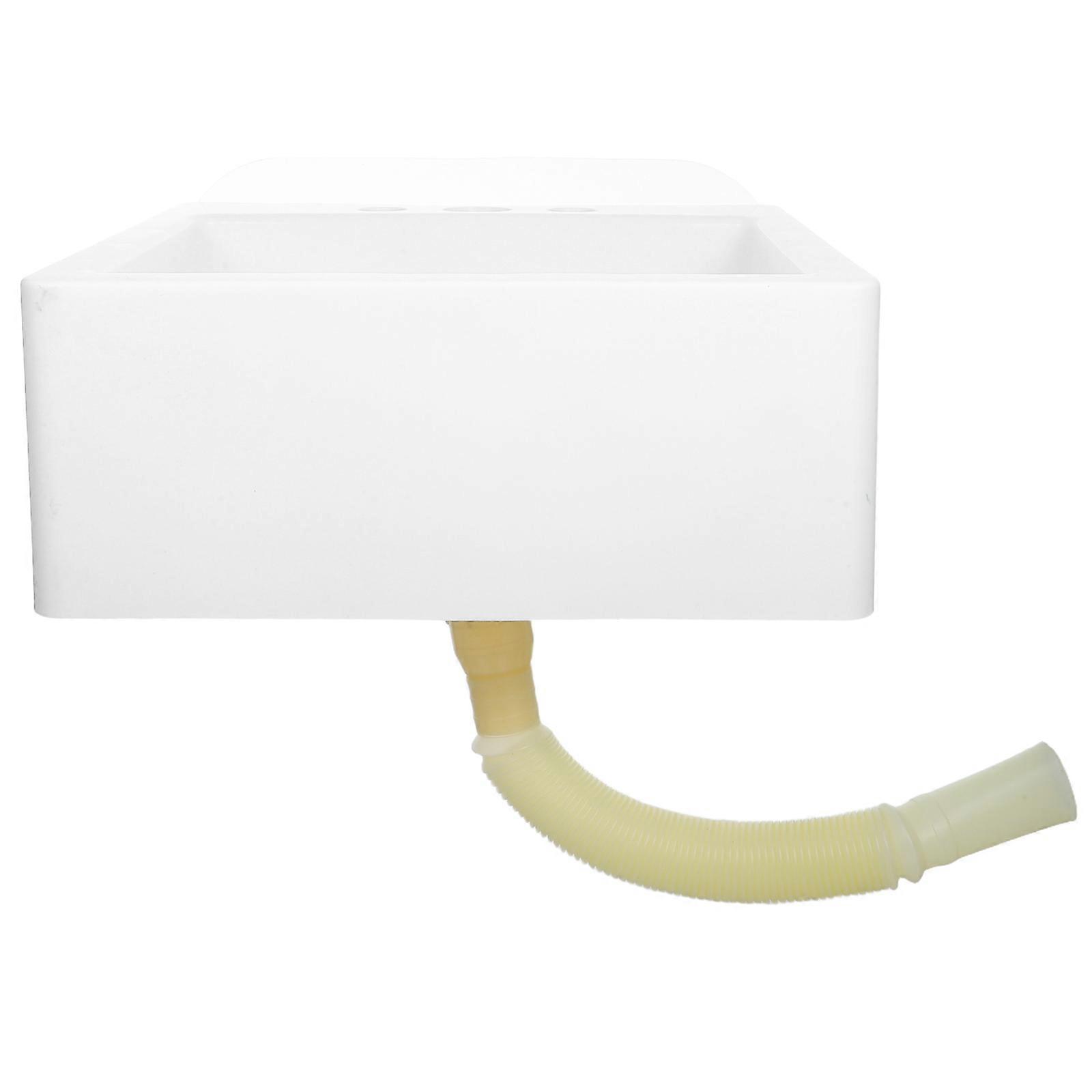 Small Wall Sink Wall-Mounted Utility Sink for Tiny Bathrooms Plastic White Basin 1 Set