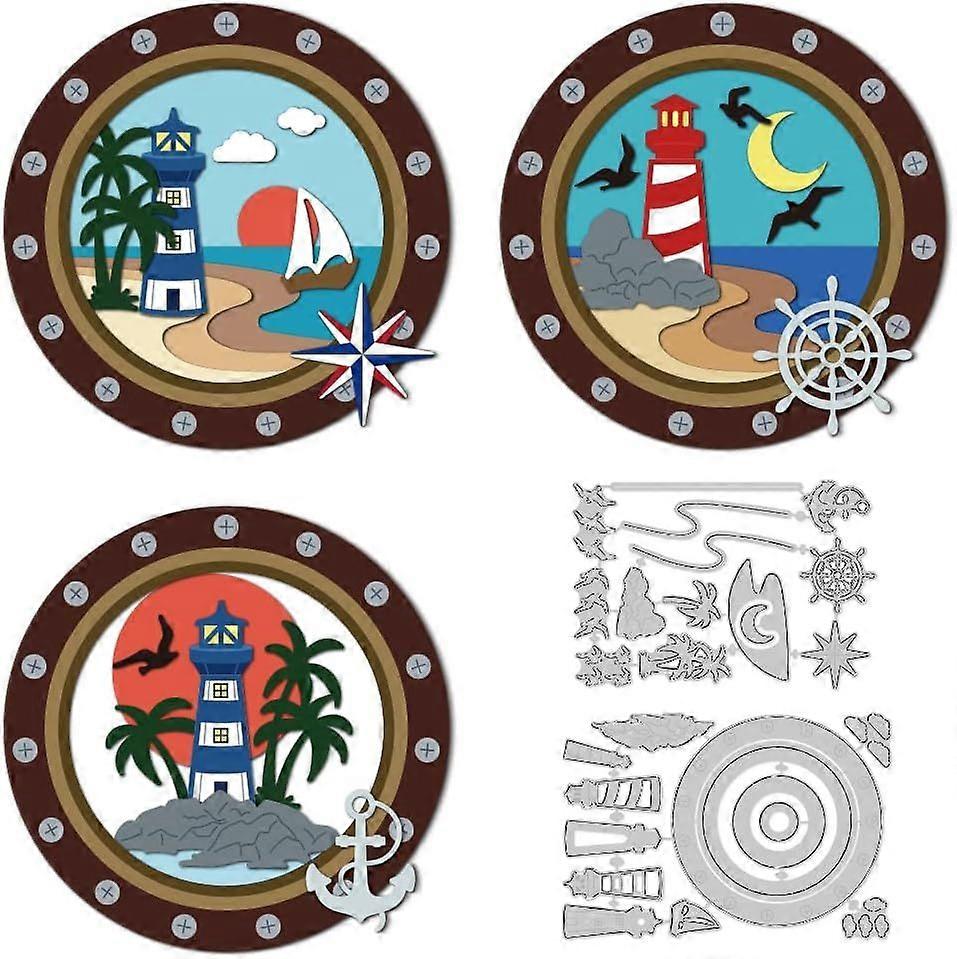 Lighthouse Window Cutting Dies for Card Making Frame Dies Carbon Steel Cut Die Border Stencils Scrapbooking Embossing Template for DIY Paper Crafting