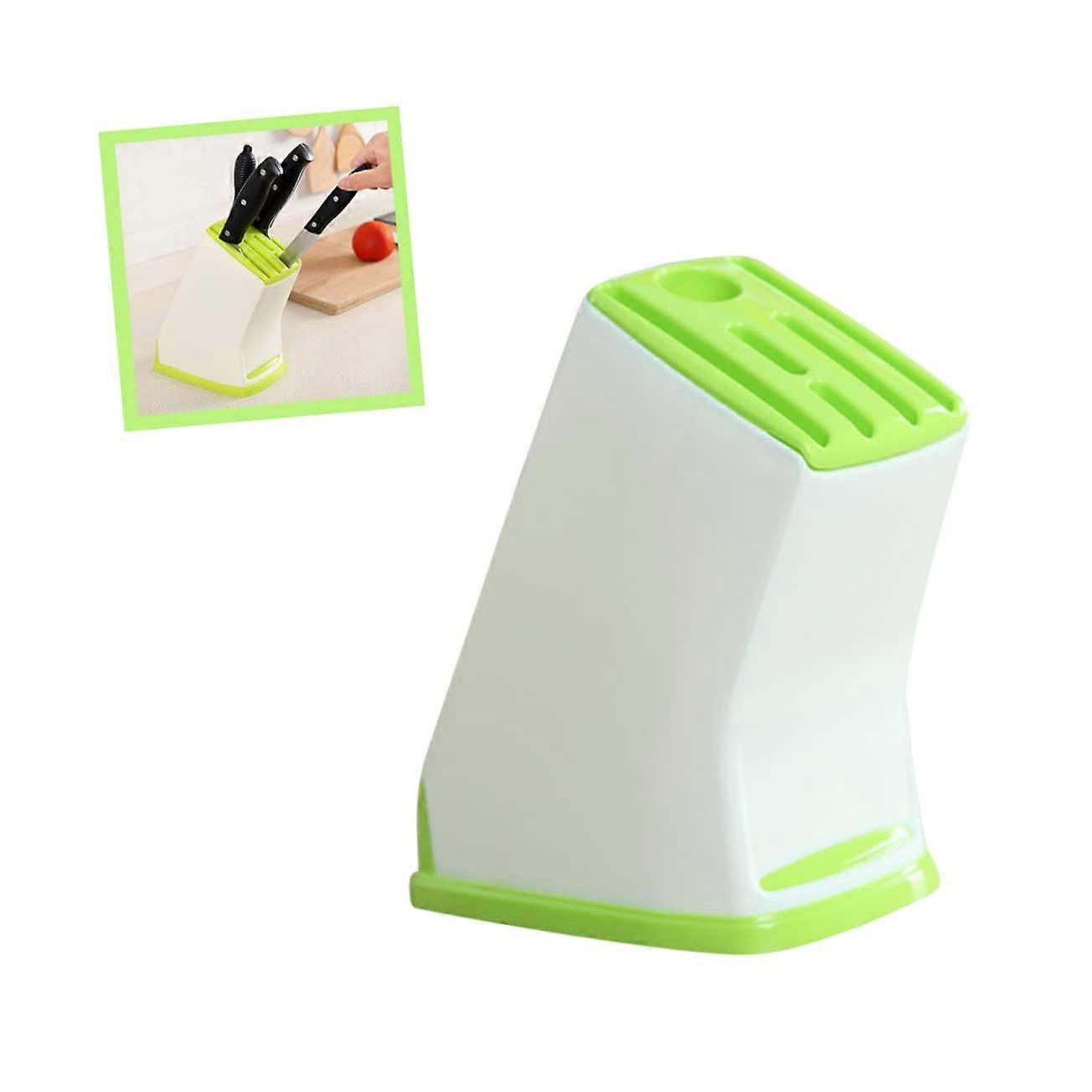 Kitchen Utensil Holder with MultiCompartment Storage, Drainage and NonSlip Base for Knives, Green