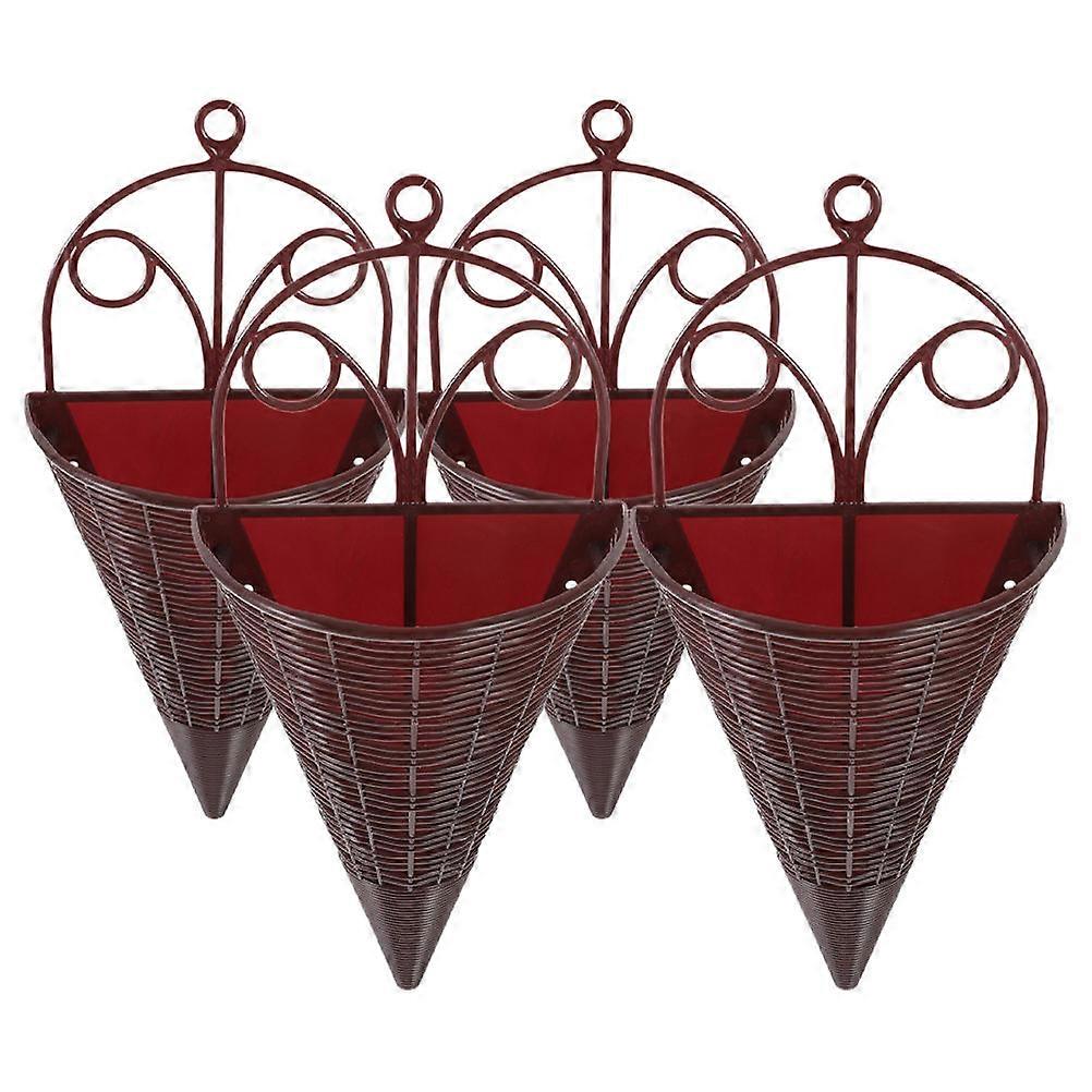 Light Brown Woven Wall Hanging Planter Basket for Storage 4Pcs
