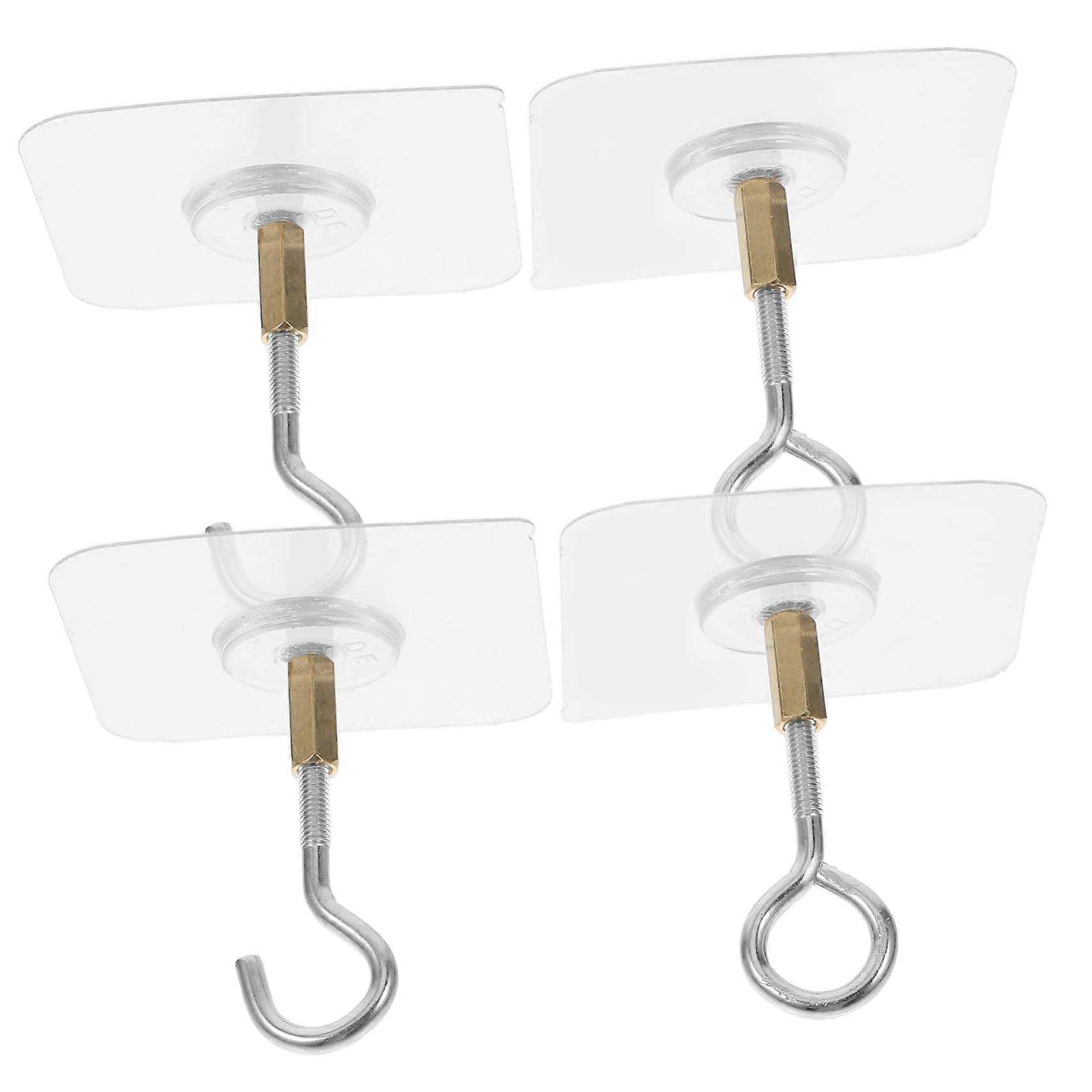4pcs Heavy Duty Adhesive Ceiling Hooks for Plants and Lights, NoDrill Wall Hooks for Home Use
