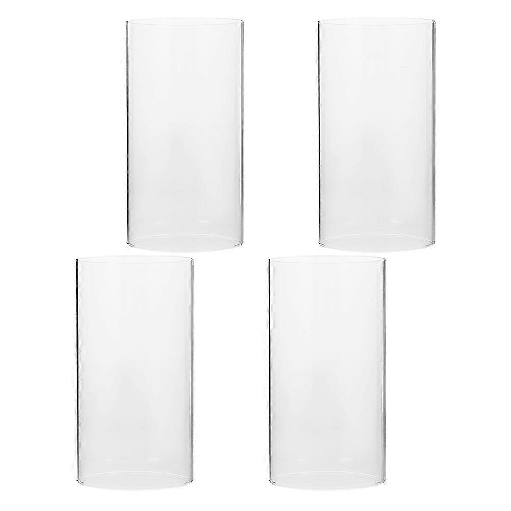Glass Candle Tubes Windproof Covers Featuring 4Pcs Transparent Holders