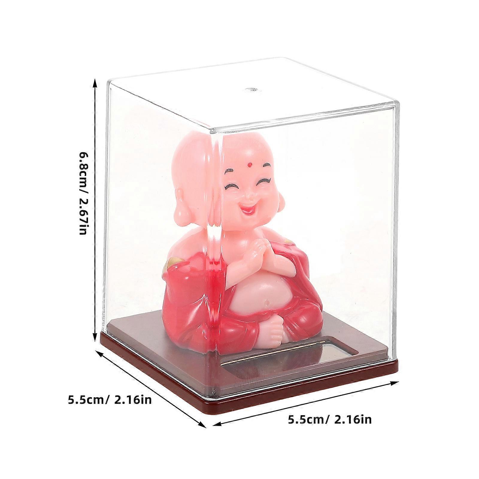 Mini Monk Statue for Car Dashboard Decorative Ornament Red Resin Plastic